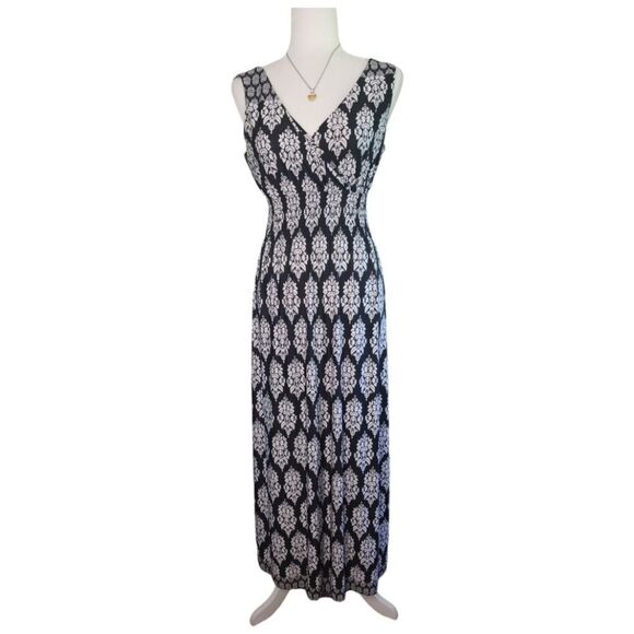 Milano Maxi Dress Sleeveless Floral Print Black and White Size Medium - Picture 7 of 7